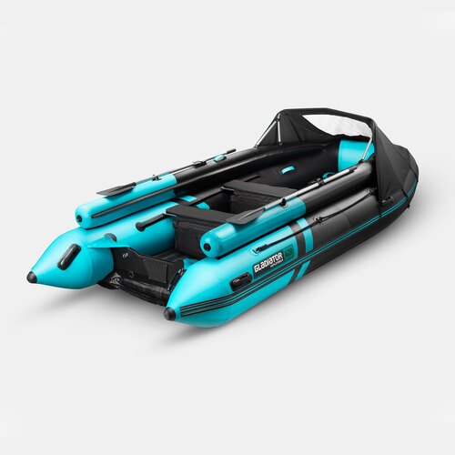 Надувная лодка GLADIATOR E420X PRO черно-бирюзовый